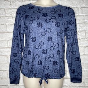 Harry Potter Pajama Top Women’s M Blue Drawstring Waist Wizarding World Soft